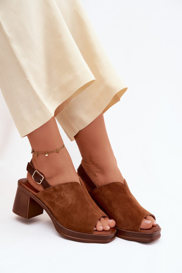 Braune Leder elegante High Heels Vinceza 39995