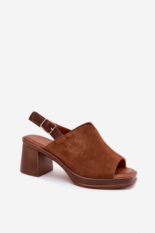 Braune Leder elegante High Heels Vinceza 39995