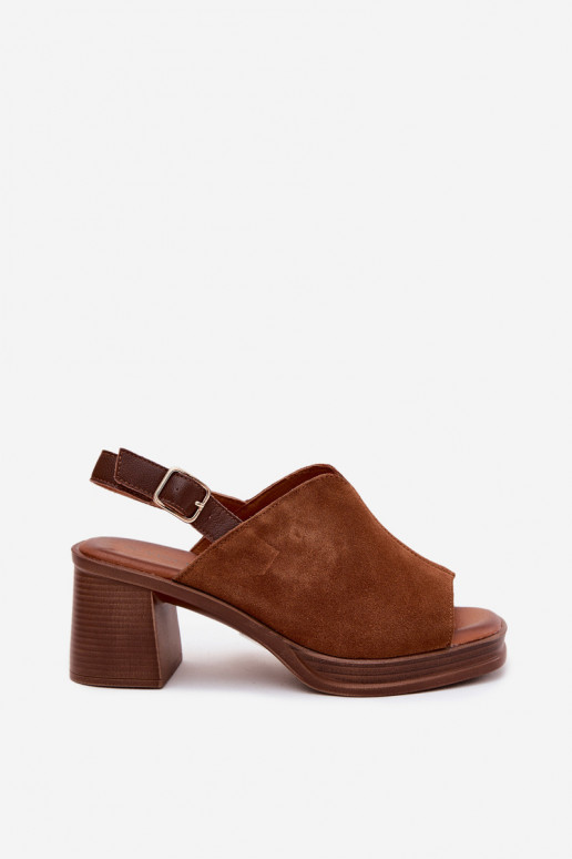 Bruine leren elegante hoge hakken Vinceza 39995