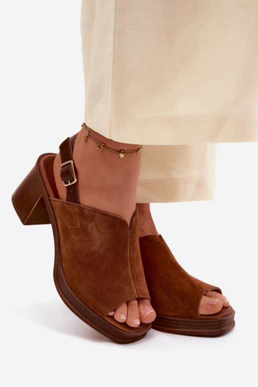 Leer Elegante suède hoge hakken Op Vinceza 39995 bruine kleur