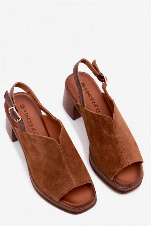 Bruine leren elegante hoge hakken Vinceza 39995