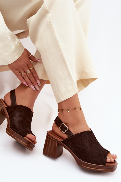 Dunkelbraune Leder elegante High Heels Vinceza 39995