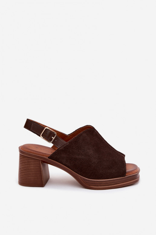 Dunkelbraune Leder elegante High Heels Vinceza 39995