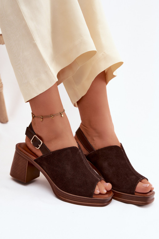 Dunkelbraune Leder elegante High Heels Vinceza 39995