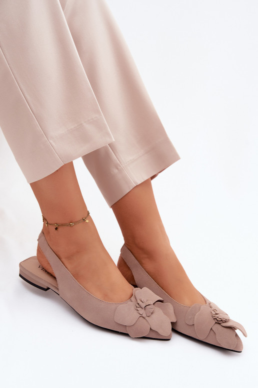 Leder-Platformsandalen mit breitem Absatz und Blume Vinceza 66951, sandfarben