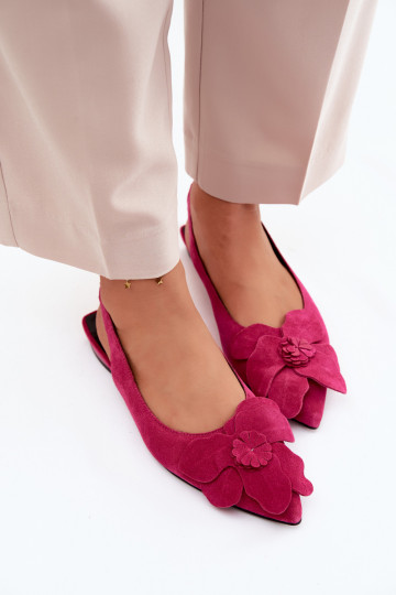 Sandales en cuir roses à plateforme avec large talon et fleur Vinceza 66951
