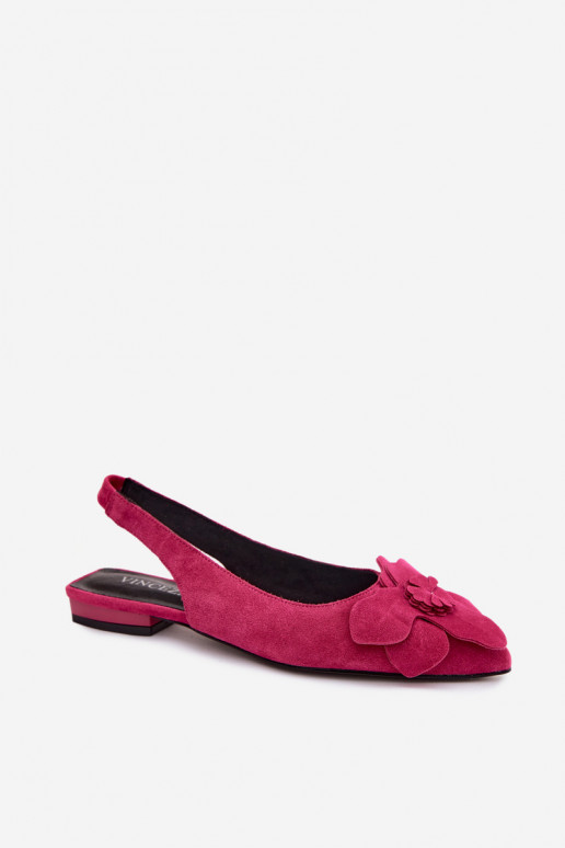 Sandales en cuir roses à plateforme avec large talon et fleur Vinceza 66951