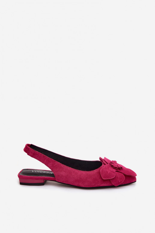 Sandales en cuir roses à plateforme avec large talon et fleur Vinceza 66951