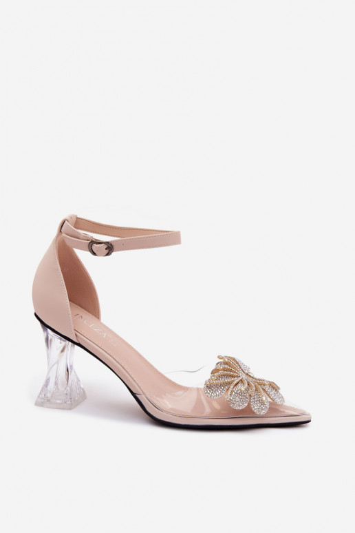 Chaussures avec des talons Avec Brillant Dekoracją Vinceza 62295 beige