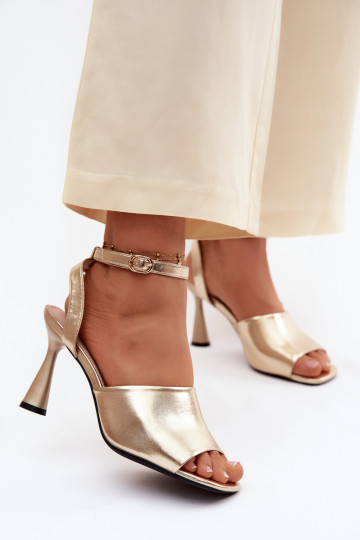 Sandales à talons dorées pour femmes Vinceza 62297 2