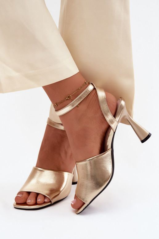Gouden dames sandalen met hak Vinceza 62297
