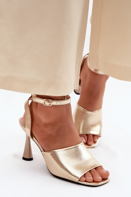 Gouden dames sandalen met hak Vinceza 62297