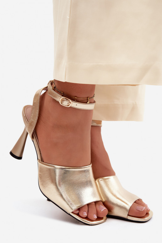 Sandales à talons dorées pour femmes Vinceza 62297