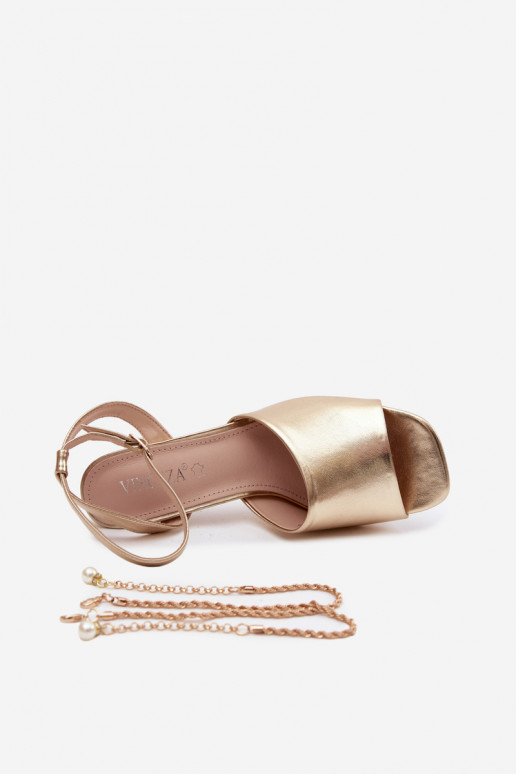 Sandales pour femmes avec des talons Vinceza 62297 couleur dorée