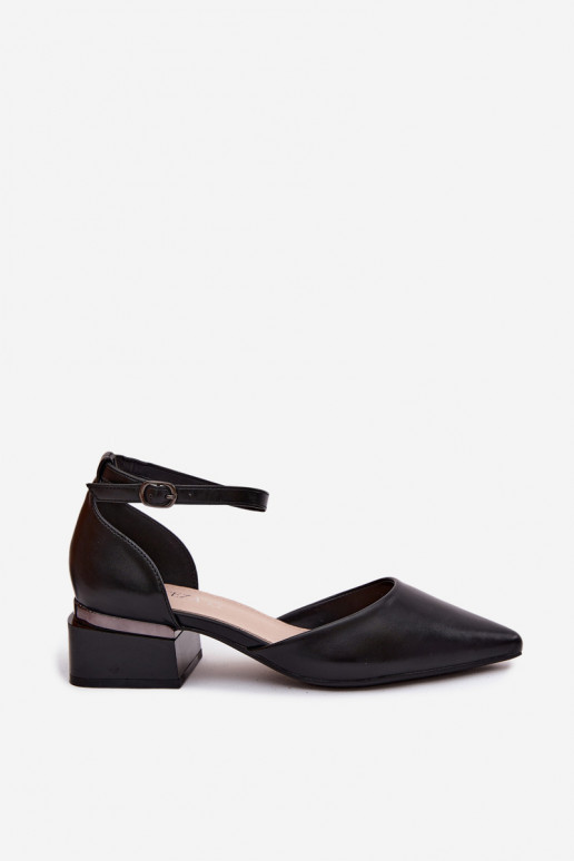 Zwarte schoenen met hak en bandje Vinceza 62278