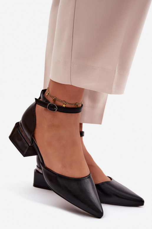 Schwarze Schuhe mit Absatz und Riemen Vinceza 62278