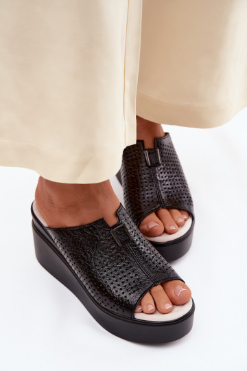 Schwarze Damen-Plattformslipper aus Kunstleder Vinceza 95392