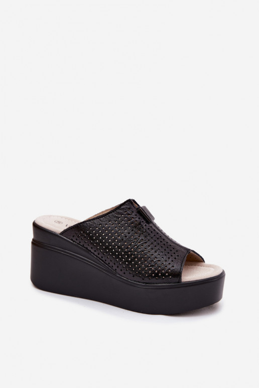Schwarze Damen-Plattformslipper aus Kunstleder Vinceza 95392