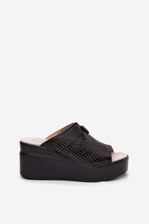 DamenhausschuheErmöglichtturalnej Skóry mit einer Plattform Vinceza 95392 schZuarze Farbe