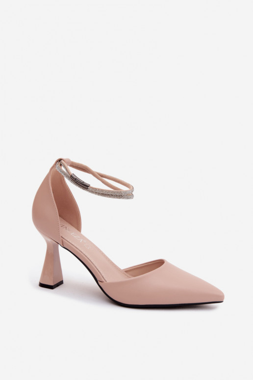 Schoenen met hakkenBłyszczącym Strepenem Vinceza 62283 beige