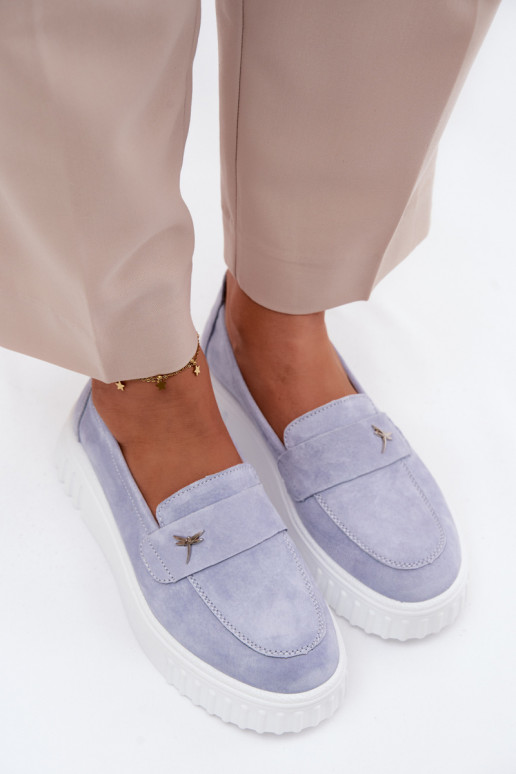 Chaussures à plateforme en simili daim pour femmes Vinceza 93218 en bleu