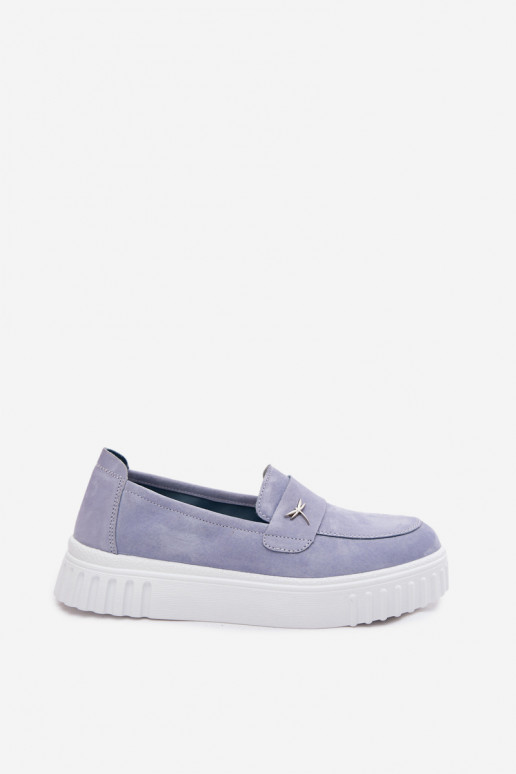 Damen-Plattformslipper aus Kunstveloursleder Vinceza 93218 in Blau