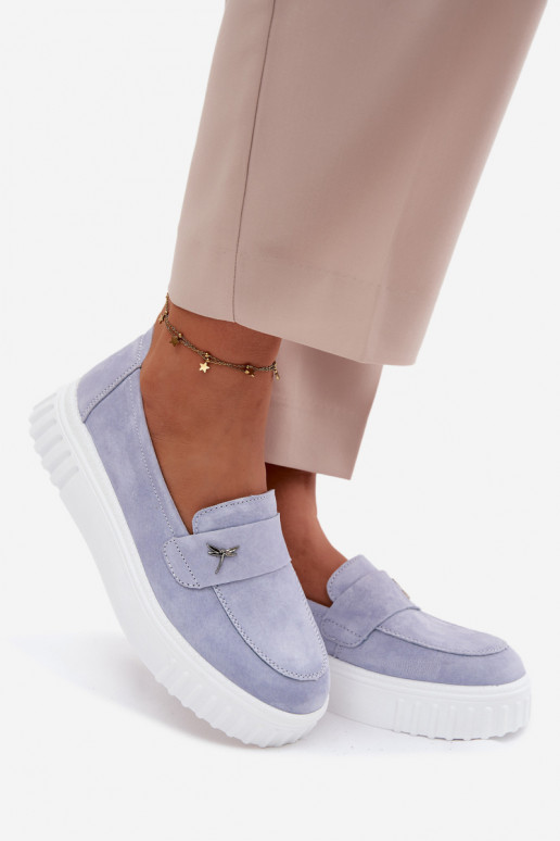 Damen-Plattformslipper aus Kunstveloursleder Vinceza 93218 in Blau