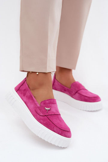 Peau en daim chaussures Féminin avec une plateforme Un modèle convaincant Vinceza 93218 couleur rose 2