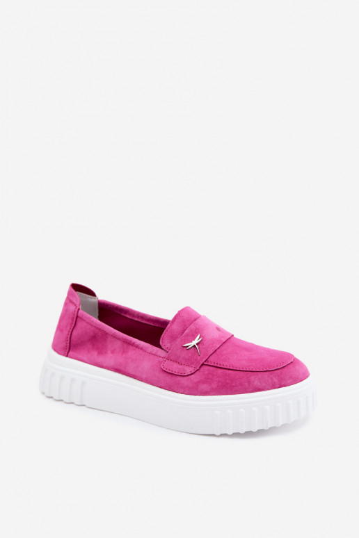 Peau en daim chaussures Féminin avec une plateforme Un modèle convaincant Vinceza 93218 couleur rose