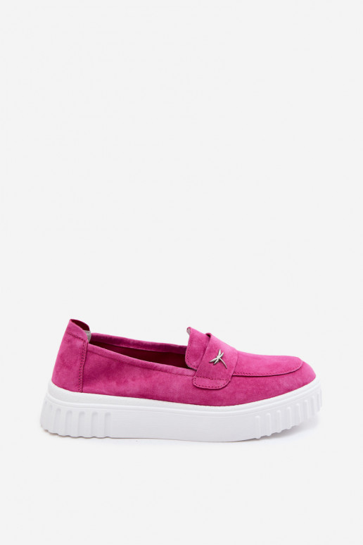 Leer van suède schoenen Dames met platform Persistent model Vinceza 93218 roze
