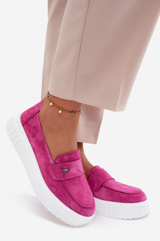Dames platform instappers van faux suede Vinceza 93218 in roze