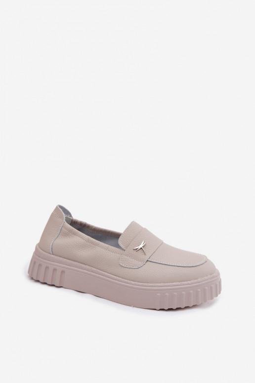 Damen-Leder-Plattformslipper Vinceza 93218 in Beige
