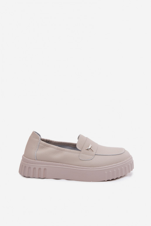 Peau chaussures Féminin avec une plateforme Un modèle convaincant Vinceza 93218 beige
