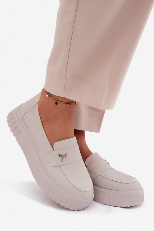 Peau chaussures Féminin avec une plateforme Un modèle convaincant Vinceza 93218 beige