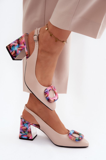 Sandales à talons hauts pour femmeDekoracyjną avec boucles Vinceza 62289 beige