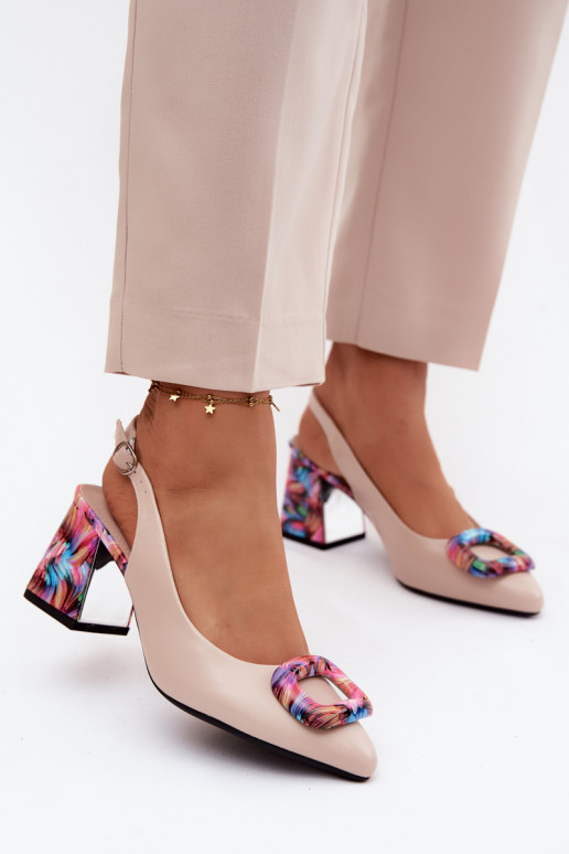 Damessandalen met hoge hakkenDekoracyjną met gespen Vinceza 62289 beige