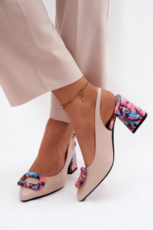 Sandales à talons hauts pour femmeDekoracyjną avec boucles Vinceza 62289 beige