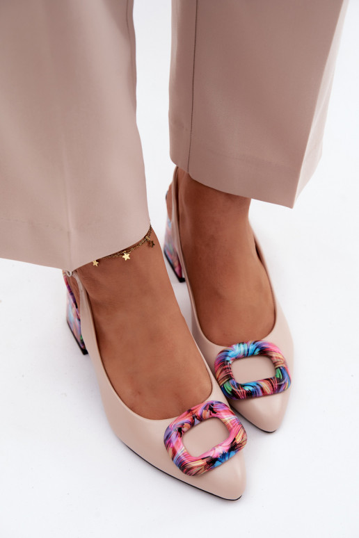 Sandales à talons hauts pour femmeDekoracyjną avec boucles Vinceza 62289 beige