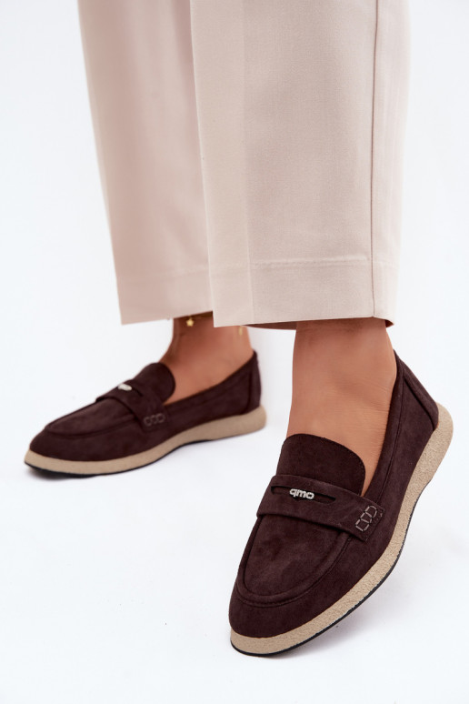 Mocassins en simili daim pour femmes Vinceza 62273 en chocolat