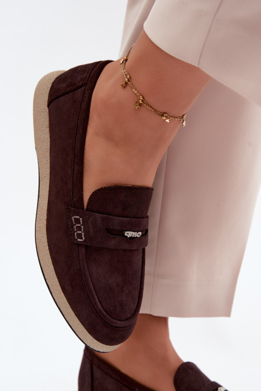 Dames mocassins van faux suede Vinceza 62273 in chocolade