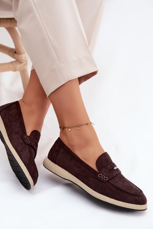 Dames mocassins van faux suede Vinceza 62273 in chocolade