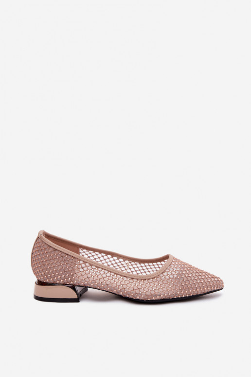 Ballerines beiges à petit talon avec décoration en maille Vinceza 62294