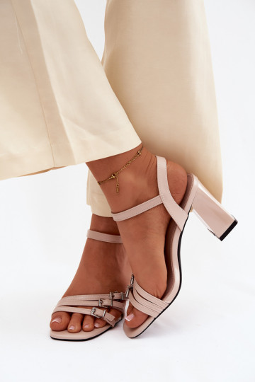 Dames sandalen met hakken Op Met Strepen Vinceza 62310 beige 2