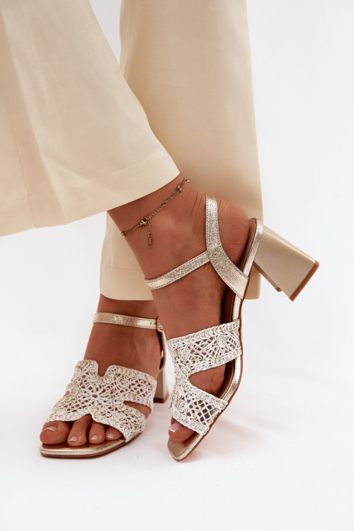 Damen-Sandalen mit hohen Absätzen Vinceza 20282 goldene Farbe