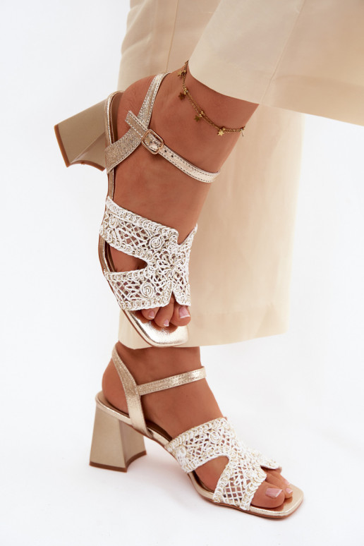 Sandales à talons dorées pour femmes Vinceza 20282