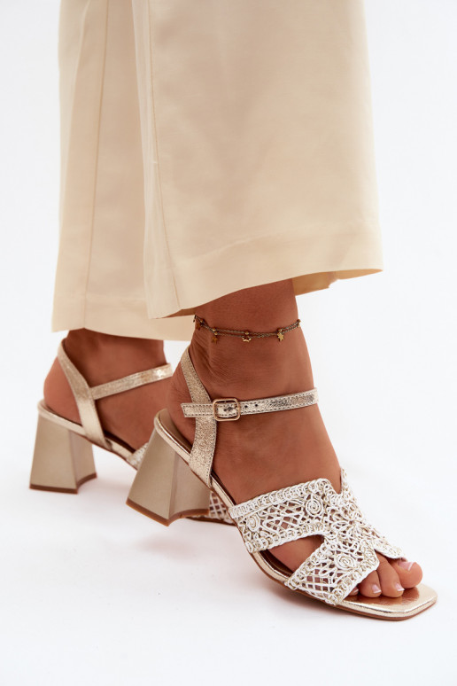 Sandales à talons dorées pour femmes Vinceza 20282