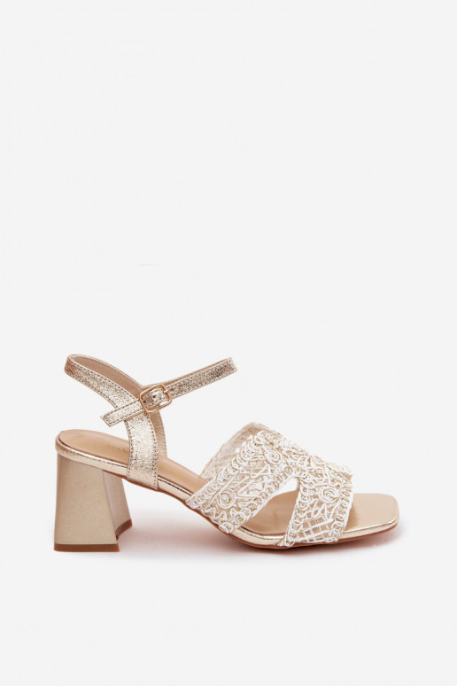 Gouden dames sandalen met hoge hak Vinceza 20282