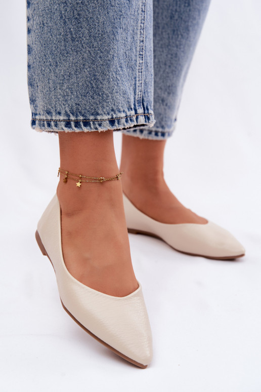 Ballerines en simili cuir couleur sable Nelisa