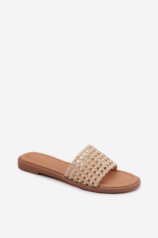 Chaussons couleur sable avec détails brillants Fendi
