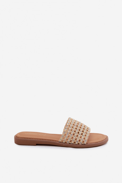 Zandkleurige slippers met glanzende details Fendi